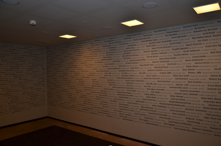 紀錄在牆上的「二戰期間挪威人死亡名單」。（李濠仲提供）