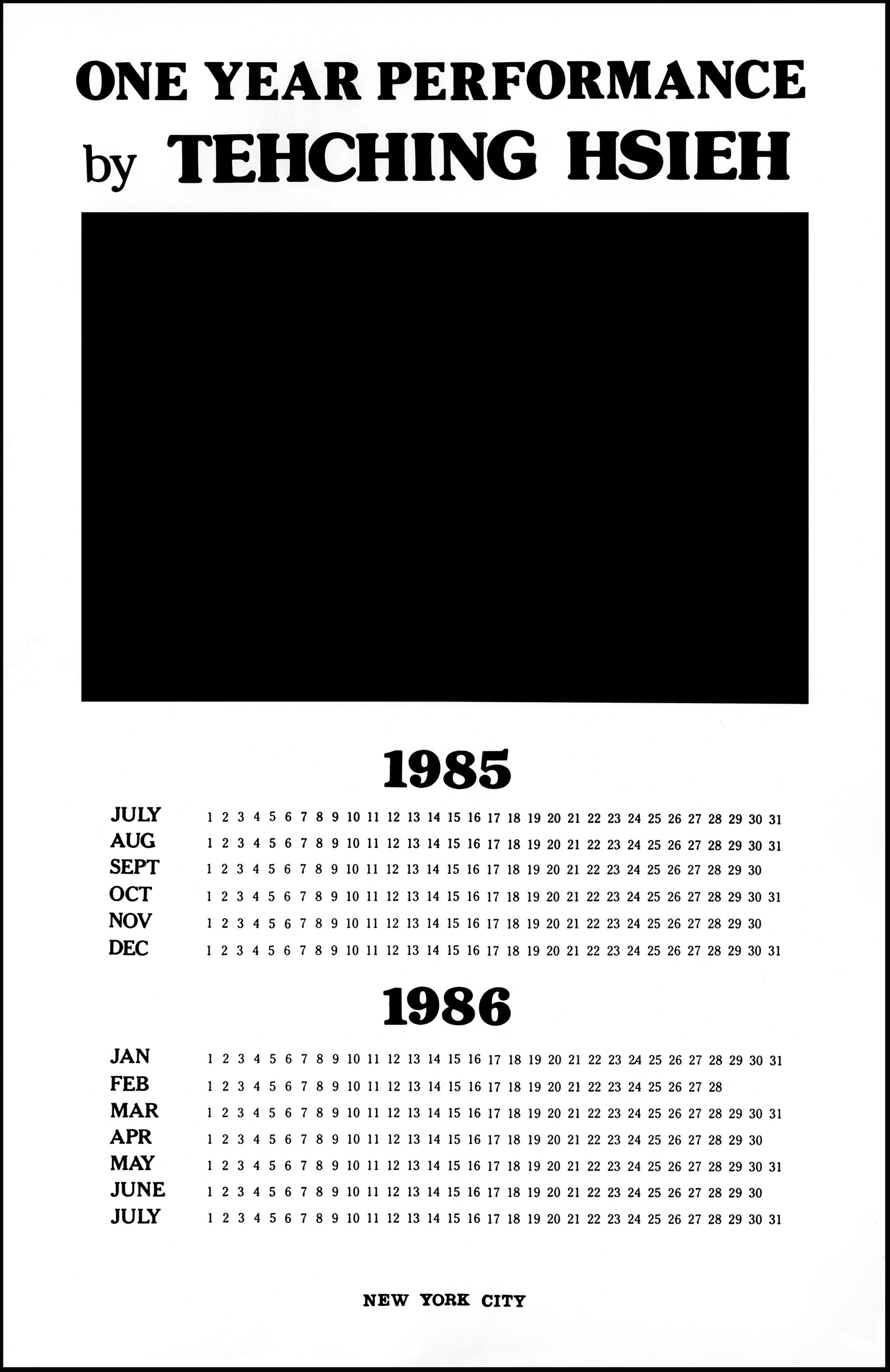 《一年行為表演:1985-1986》,簡稱《不做藝術》(No Art),紐約。(© 謝德慶 藝術家及尚凱利畫廊提供)
