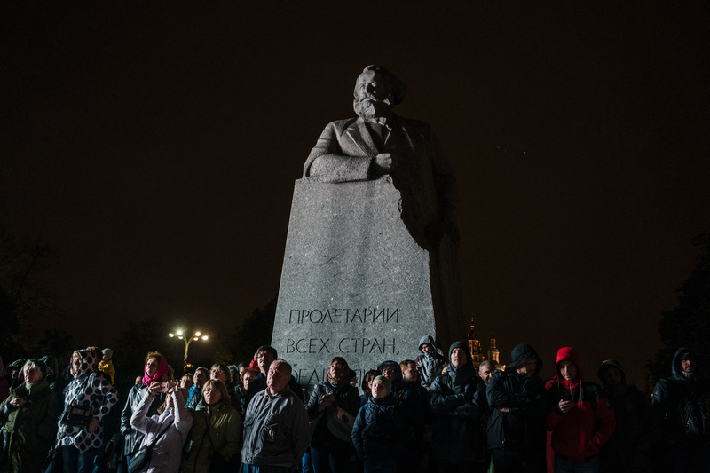 位於莫斯科革命廣場上的馬克思紀念碑。（攝影／AFP／Dimitar Dilkoff）