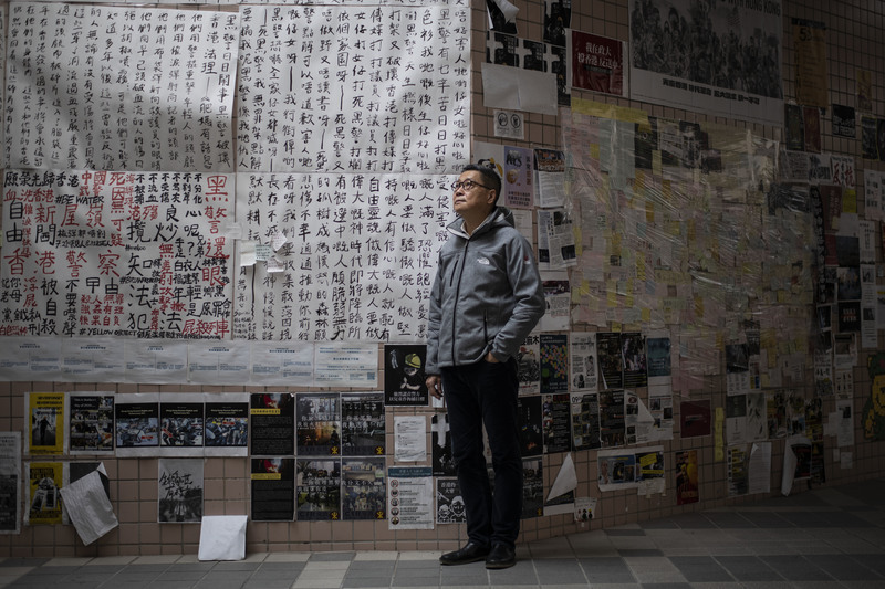 因為反送中運動期間人在獄中，政大連儂牆是陳健民2019年後見到的第一個連儂牆。（攝影／楊子磊）