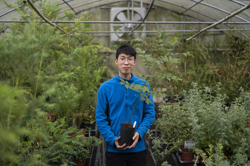 台大山地實驗農場（梅峰農場）教學研究組研究助理蔡有堂善於觀察植物，是農場中的綠手指，總是被植物的生命力感動。（攝影／楊子磊）