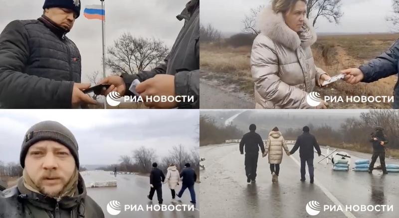 在《俄羅斯新聞社》(РИА Новости)發布的影片中,雅谷波娜與另外兩名烏克蘭人「被驅逐」。這是雅谷波娜被販售成為奴隸前的最後手續。(圖片來源/雅谷波娜提供影片的截圖)