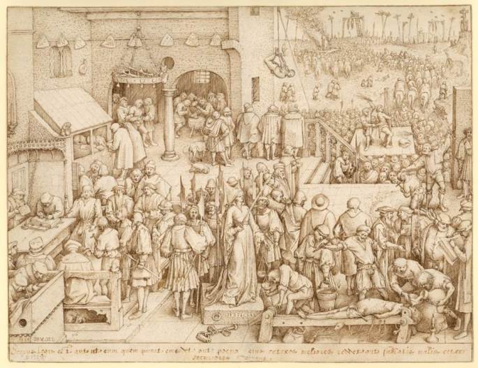 尼德蘭畫家老彼得.布勒哲爾(Pieter Bruegel)在1559年創作的〈正義〉(iustitia)版畫。(圖片來源/Wikimedia Commons)