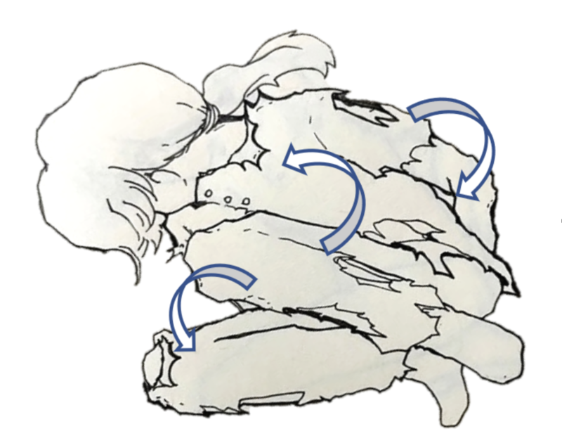 邱鴻霖模擬重現遺體被放入木箱內的狀態。(圖片提供/邱鴻霖)