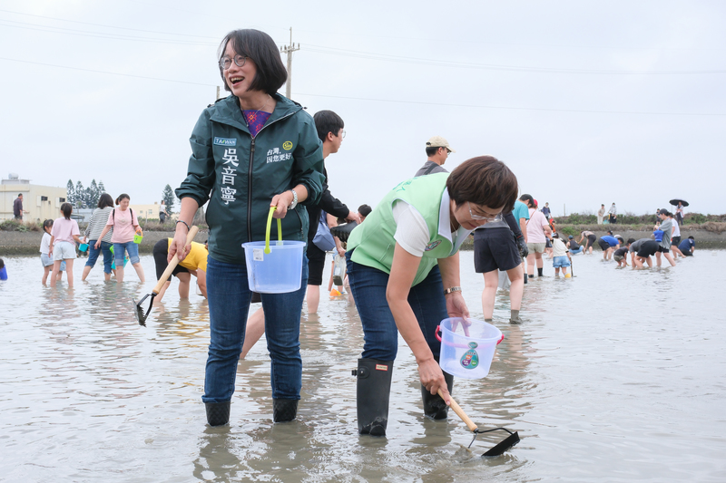 民進黨籍立委陳素月在去年底便得到黨中央提名,並積極和地方人士達成合作。圖為4月初,現任行政院中部聯合服務中心副執行長吳音寧(左)、陳素月(右)參加芳苑鄉的2026台灣文蛤節。(攝影/許詩愷)
